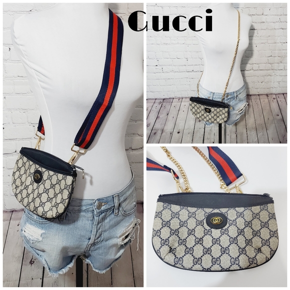 Gucci Handbags - Gucci VTG auth blue clutch crossdody mini bag